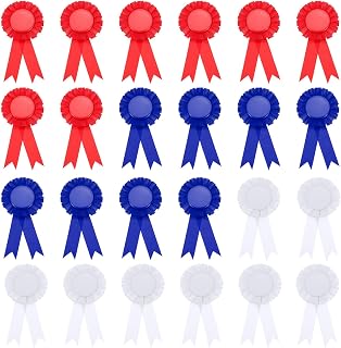 PATIKIL 24 Cintas de Premio en Blanco, 6" x 3" Cintas de Emblema de Participación para Eventos Deportivos de Competición en el Aula Premios de 1º, 2º y 3er Lugar, 3 Colores