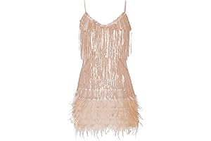 1920s Art Deco Gatsby Sequin Fringe Cocktail Feather Prom Dress