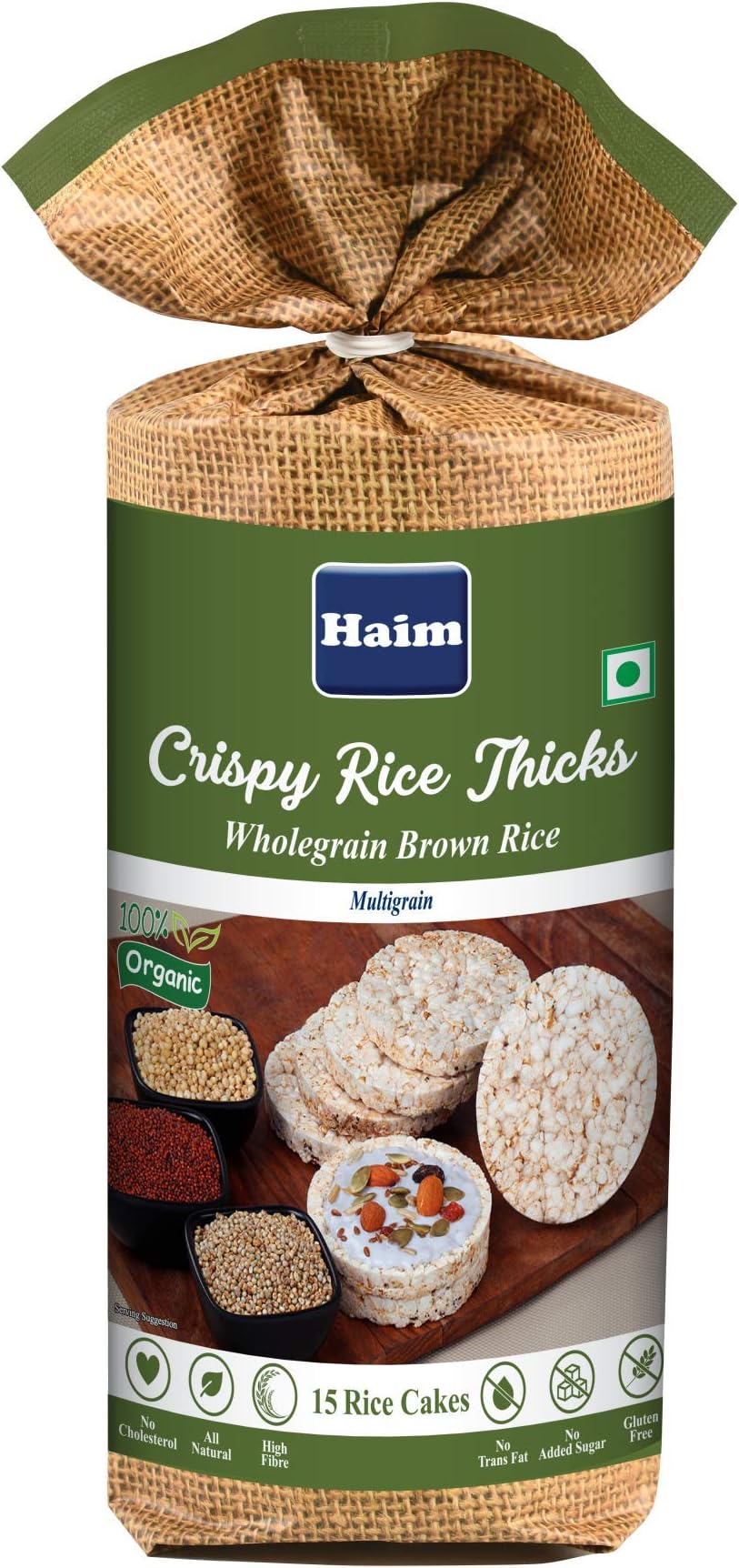 Organic Crispy Rice Thick Wholegrain Brown Rice with Multigrain (Jowar, Bajra & Ragi) (Vegan, All Natural, Gluten Free), 110 g