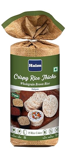 HAIM Organic Crispy Rice Thick Wholegrain Brown Rice with Multigrain (Jowar, Bajra & Ragi) (Vegan, All Natural, Gluten Free), 110 g