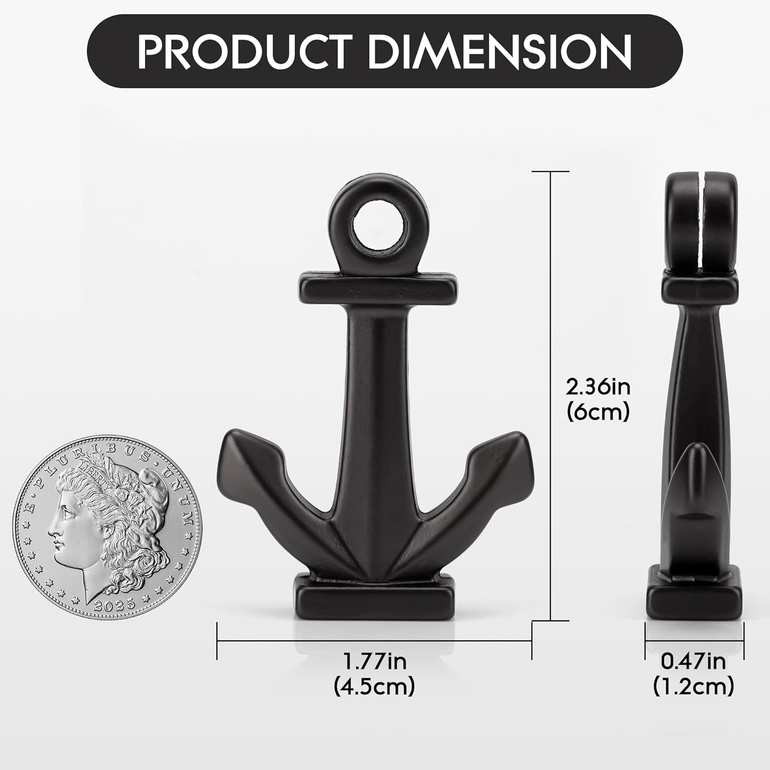 Nautical Anchor Place Card Holders, Set of 12, Metal Table Number Name Card Stands for Beach Wedding, Coastal Party, Reception, Dinner Table Decor, (Matte Black)