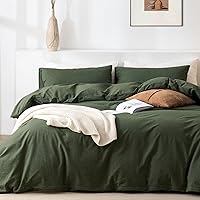 Vista 13 de Juego de funda de edredón Queen de 100% algodón lavado 3 piezas, ropa de cama suave, cómoda y transpirable con toque de lino, 1 funda de edredón y 2