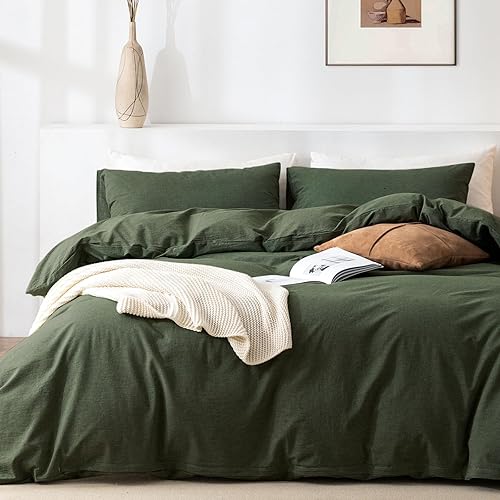 TIPTOE BEAR Juego de funda de edredón tamaño King, 100% algodón lavado, 3 piezas, suave, cómodo, transpirable, elegante, ropa de cama, 1 funda de