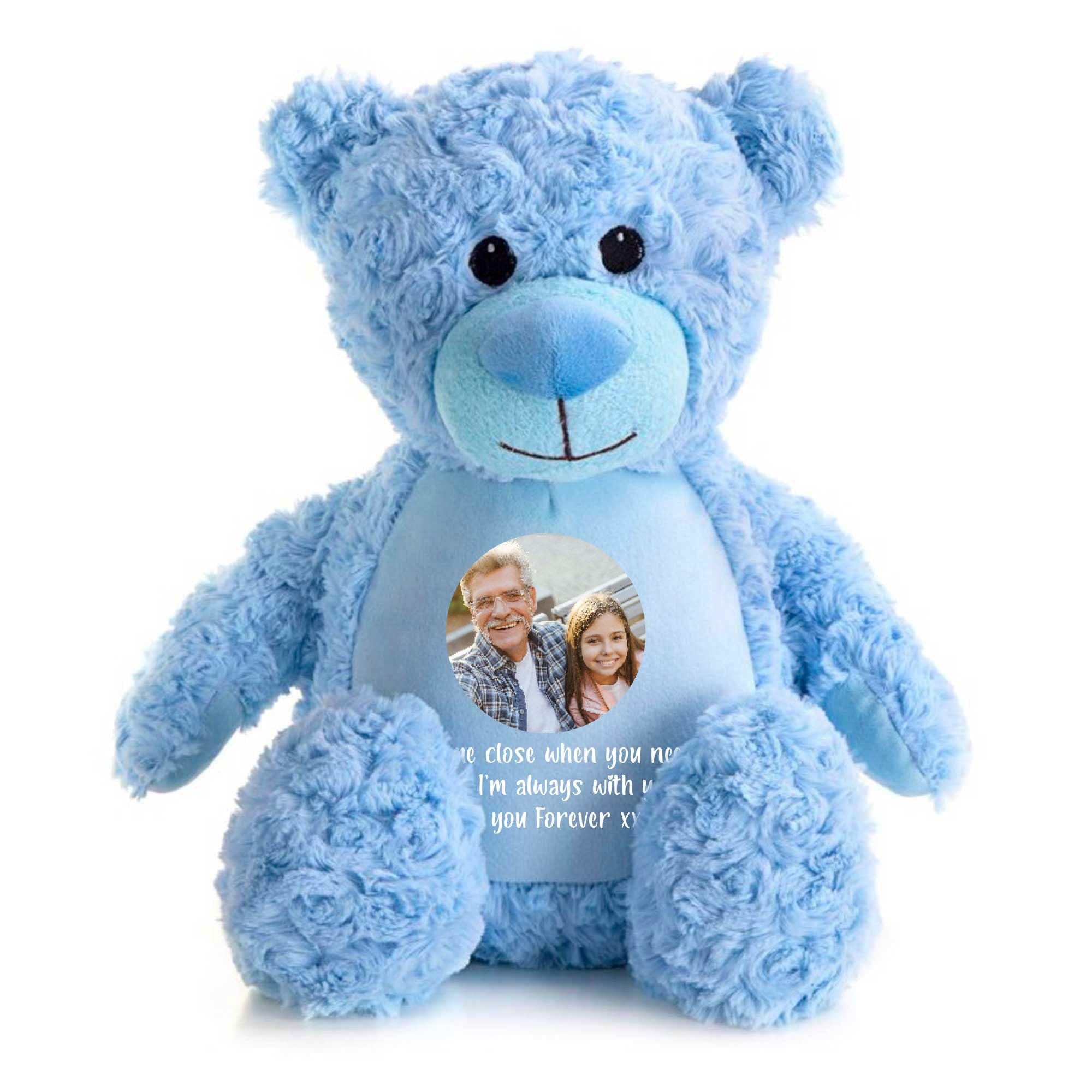 Personalised Photo Comfort Keepsake Teddy Bear - Blue | Custom Photo & Message | Sympathy Gift, Remembrance | 42cm Tall โ image 1
