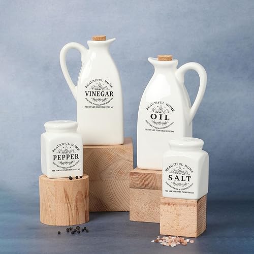 Miniatura 2 de SIAMS - Juego de saleros y pimenteros, dispensador de aceite y vinagre, saleros para cocina, saleros para cocina, saleros y pimenteros de cerámica,