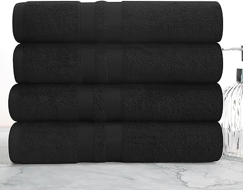 Superior Juego de 4 toallas de baño de algodón ultra suave, artículos esenciales para el hogar, incluye 4 toallas de baño, toallas absorbentes para