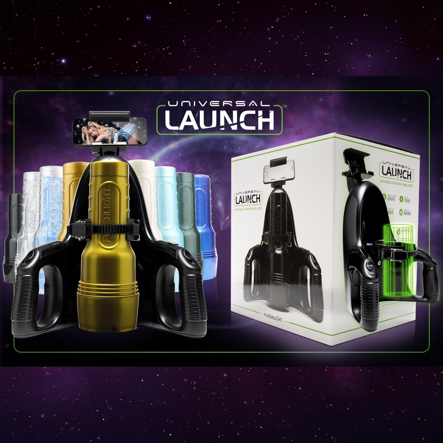 Fleshlight - Universal Launch - Soporte para Masturbador Masculino - Experiencia Automatizada para Juguetes Sexuales Fleshlight - con Soporte para Móvil - Placer Intenso