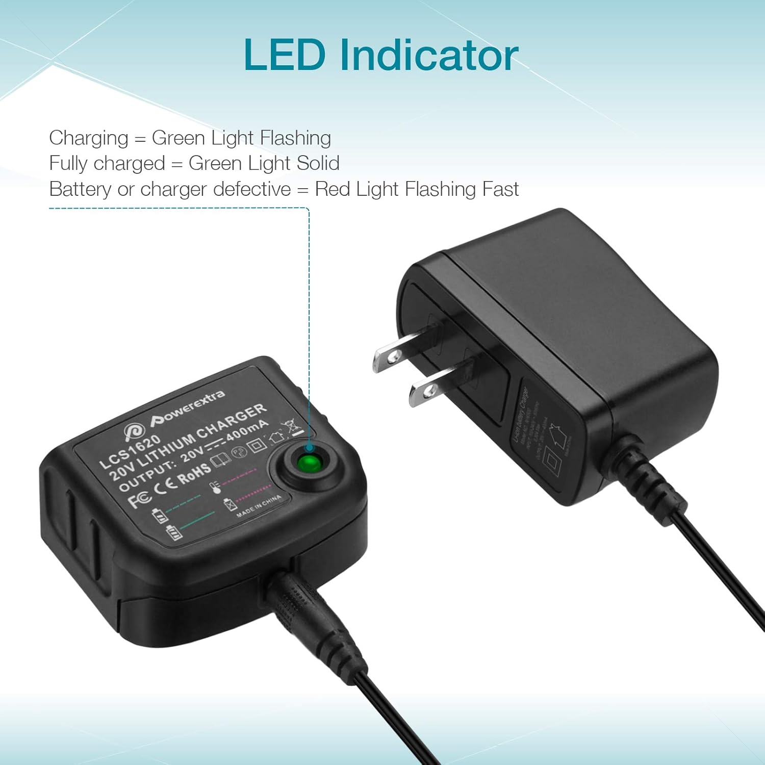 2 Packs 20V Replacement Battery and Charger for Black and Decker 20v Max 3.0Ah,LBXR20 LB20 LBX20 LBX4020 Extended Run Time Cordless Power Tools Series,with 16V/20V Multiple Volt Output Battery Charger image 5 of 9 B08KVWWDSV