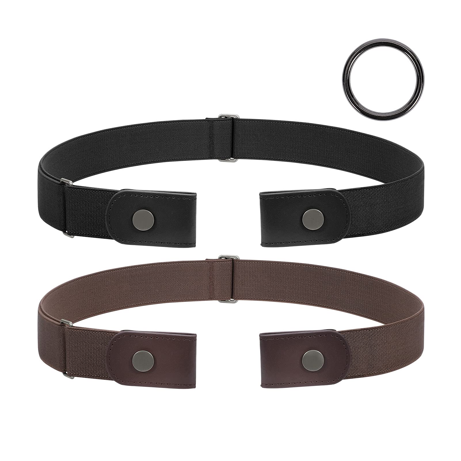 JasGood 2 Stück Herren Schnallenfreier Elastischer Gürtel Ohne Schnalle, Schnallenloser Unsichtbarer Gürtel für Herren 3,5cm Breite