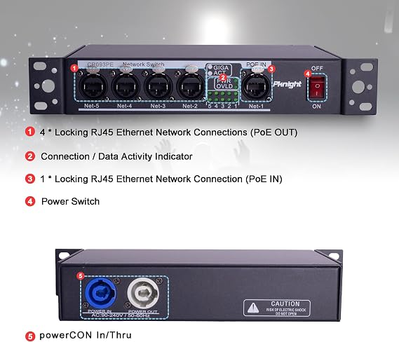 Pknight Stage Signal etherCON Network Switch POE Available