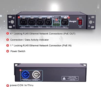 Pknight Stage Signal etherCON Network Switch POE Available