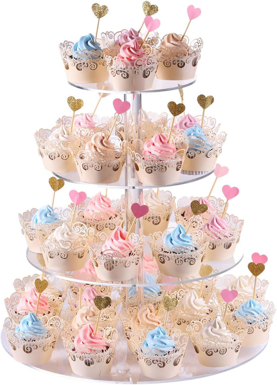 Cupcake Stand, 4Tier Round Acrylic Cupcake Display Stand Dessert Tower