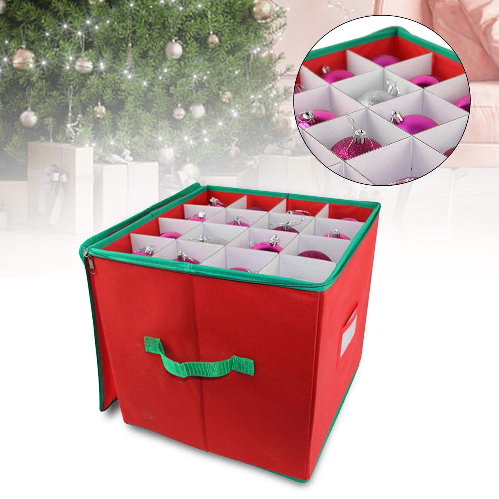 Contenitore per ghirlande Custodia per conservare Albero di Natale per decorazioni regalo di festa Organizzatore Manici durevoli Doppia cerniera