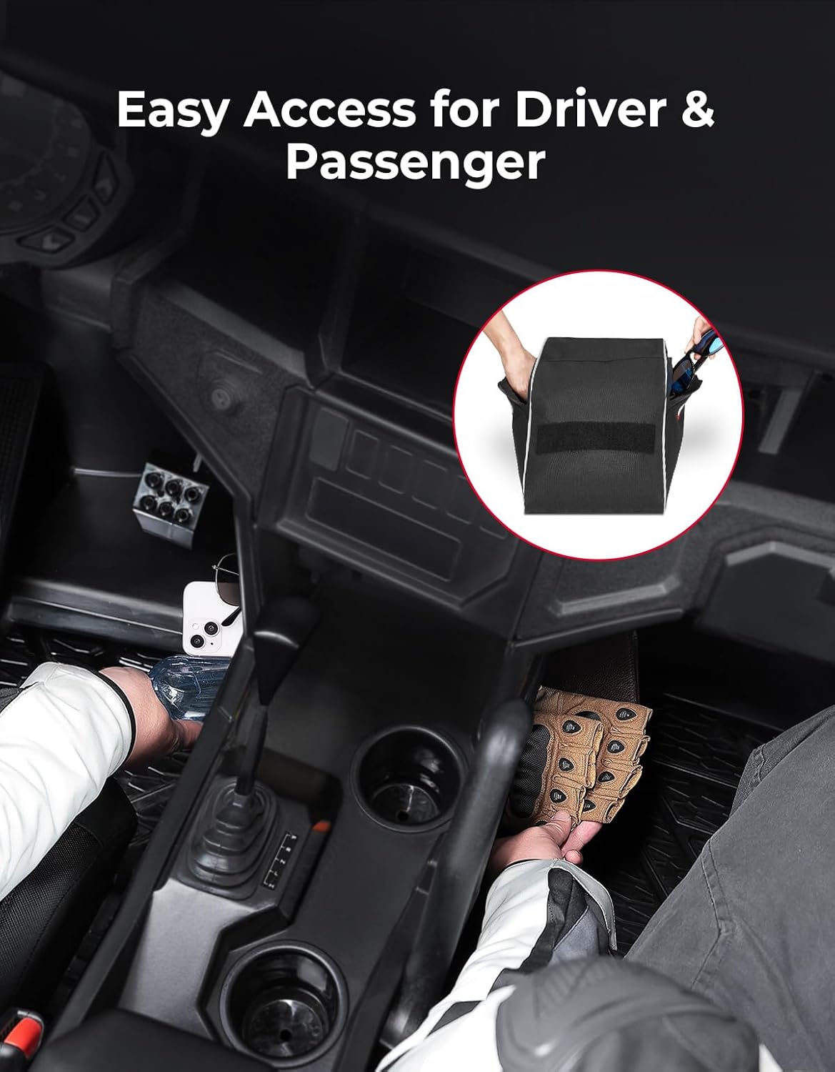 KEMIMOTO UTV Console Bag and Rear Door Bags Compatible with Polaris General 4 1000 /XP 4 1000 2017-2025 Pair Side Door Bag with Knee Pad Accessories