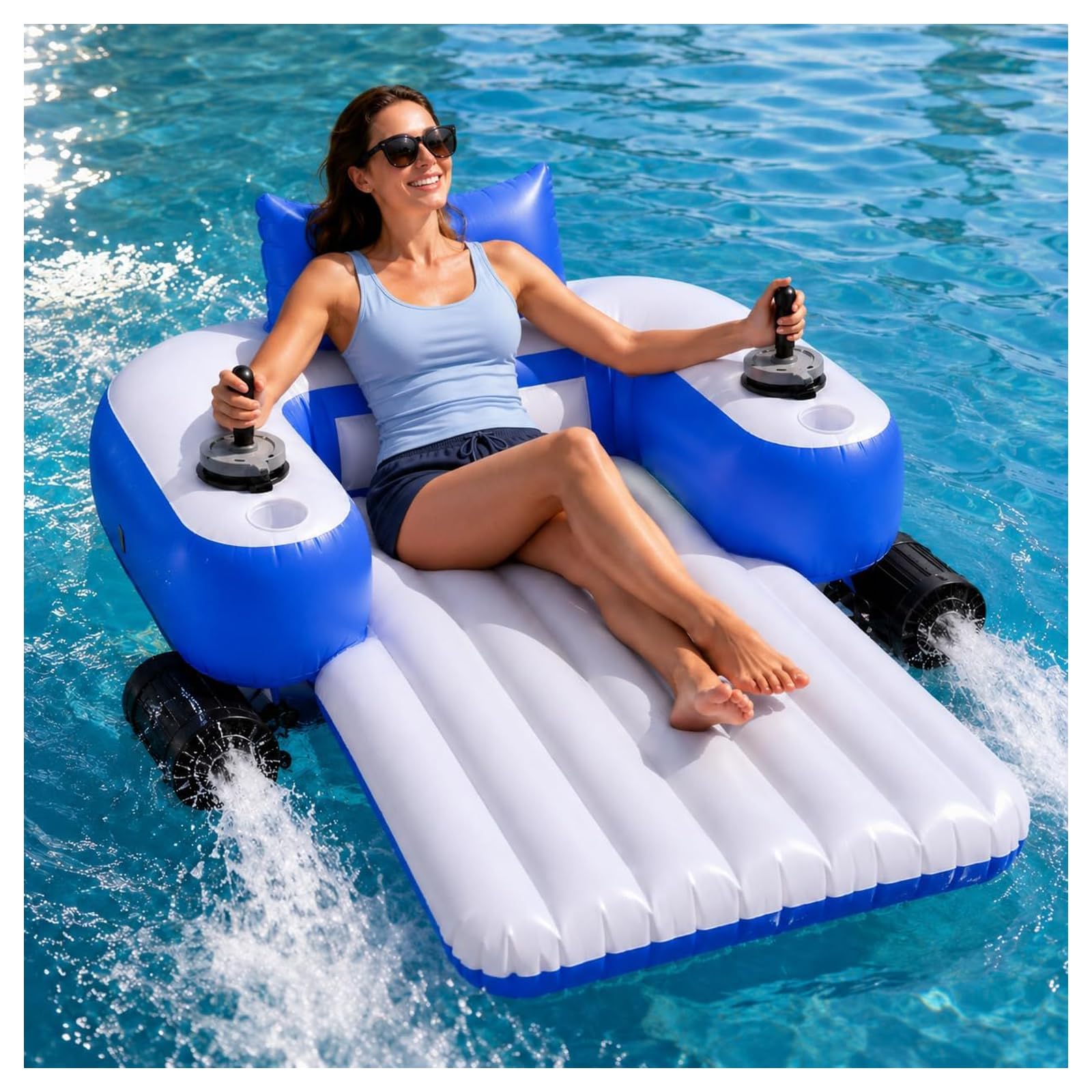 ZHENYUWANG Electric pool float, suitable for calm waters. Rectangular