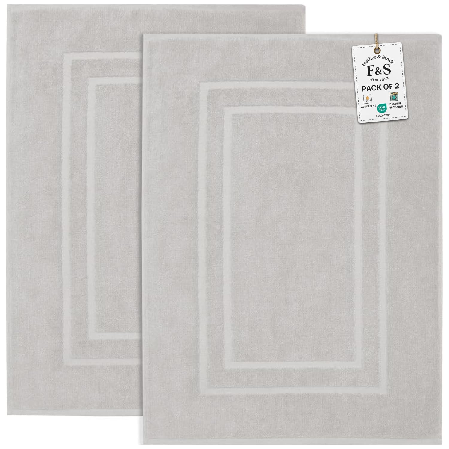Pióro i ścieg, 100% bawełna, frotte, maty łazienkowe, 2 sztuki, takie jak maty łazienkowe (76 x 50 cm) hotel spa łazienka prysznic wanna maty podłogowe [nie dywanik łazienkowy] miękkie chłonne maty