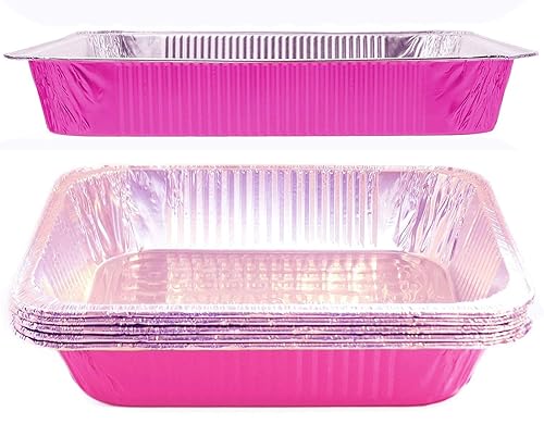 Miniatura 3 de Tiger Chef Sartenes desechables de papel de aluminio rosa de tamaño medio, para mesa de vapor, 12.75 x 10.38 x 2.5 pulgadas de profundidad,
