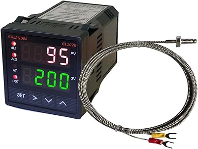 12V/24V DC Powered Universal 1/16DIN PID Temperature Controller, PID, On/Off, Manual Control, with K Thermocouple