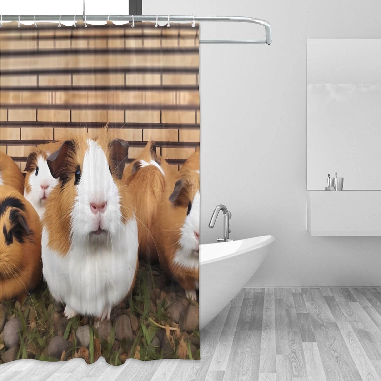 Rideau de douche motif cochon d'Inde pour égayer la salle de bain des enfants