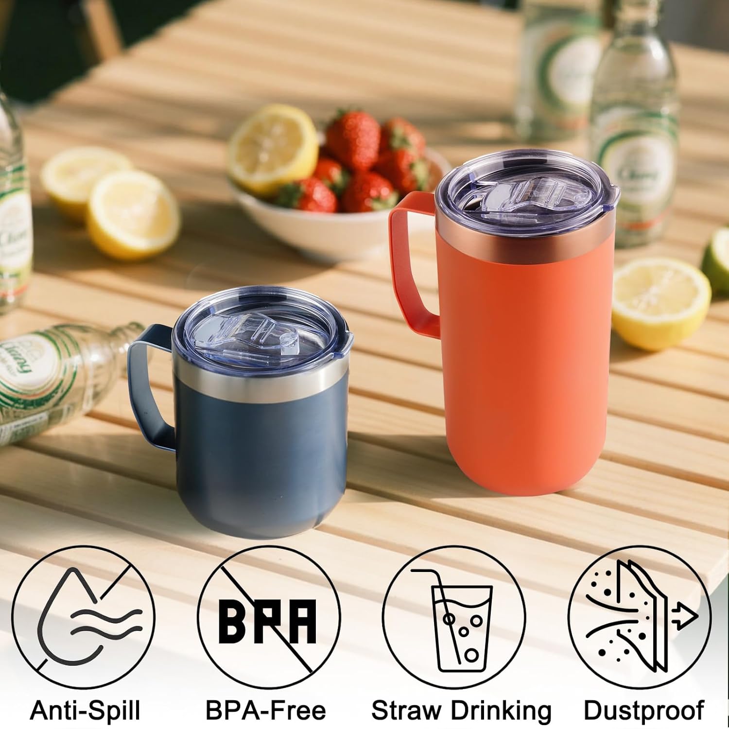 Replacement Lids Compatible with Stanley 12 oz & 24oz Camp Mug, 2Pack Leak Proof Cup Insulated Lids for Stainless Steel Coffee Mug（Cups NOT Included） - Image 6