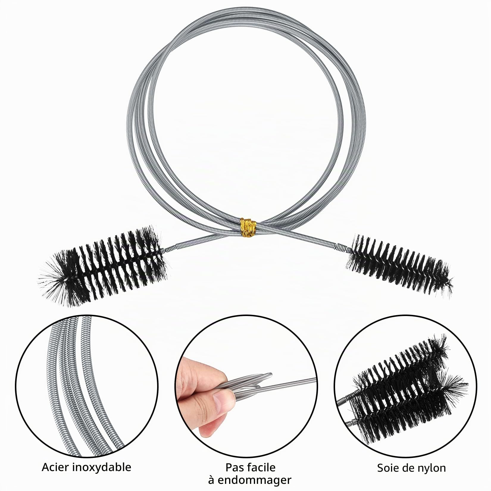 4 Pièces Brosse de Nettoyage pour Aquarium (2 x Brosse à Tuyau à Double Extrémité, 2 x Brosses à Tête Unique), Brosses pour Tuyau d'eau filtrante Aquarium pour Cuisine Maison