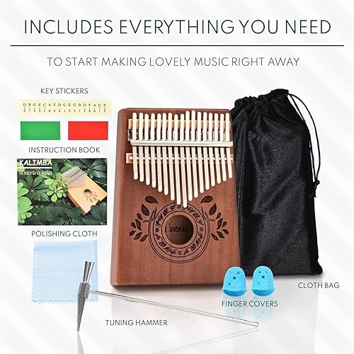 Miniatura 5 de Piano de Pulgar Kalimba de 17 Teclas - Instrumento de Percusión Portátil Compacto - Relleno de Medias Navideñas y Regalos Musicales - Apto