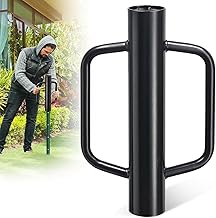 Post Driver, Fence Post Driver with Handles, Heavy Duty Metal Post Pounder for Wooden Posts U-Channels, 43 cm 7 LB Steel Pile Driver for Farm Garden Orchard, Easy Use Fence Post Digger