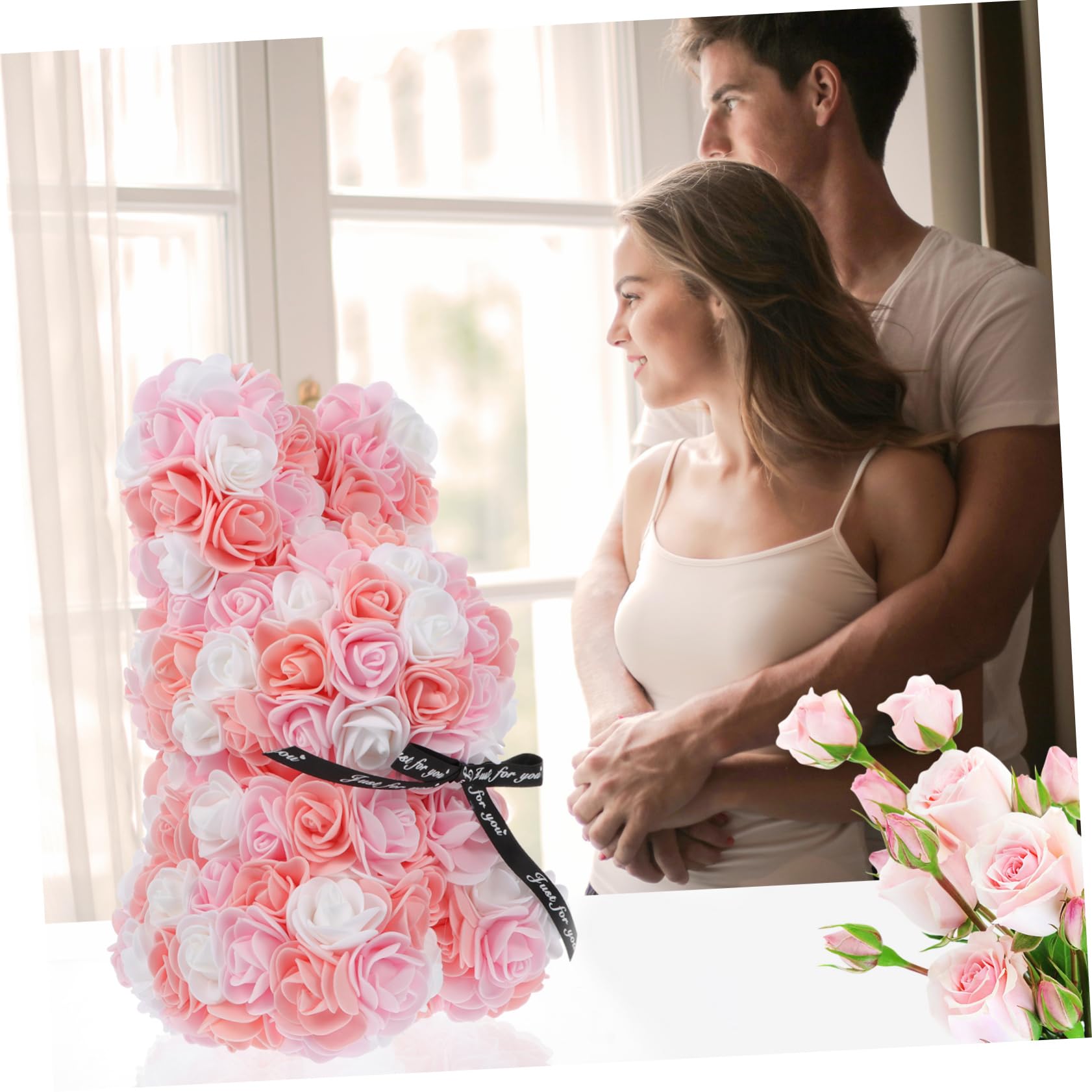 Amazon｜HOLIDYOYO 1個 バラのウサギ バレンタインローズ バラの花