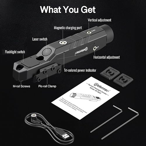 Miniatura 3 de DEFENTAC Combo de luz láser verde de 1600 lúmenes con estroboscópico momentáneo para rifle, luz de arma con interruptor de presión integrado