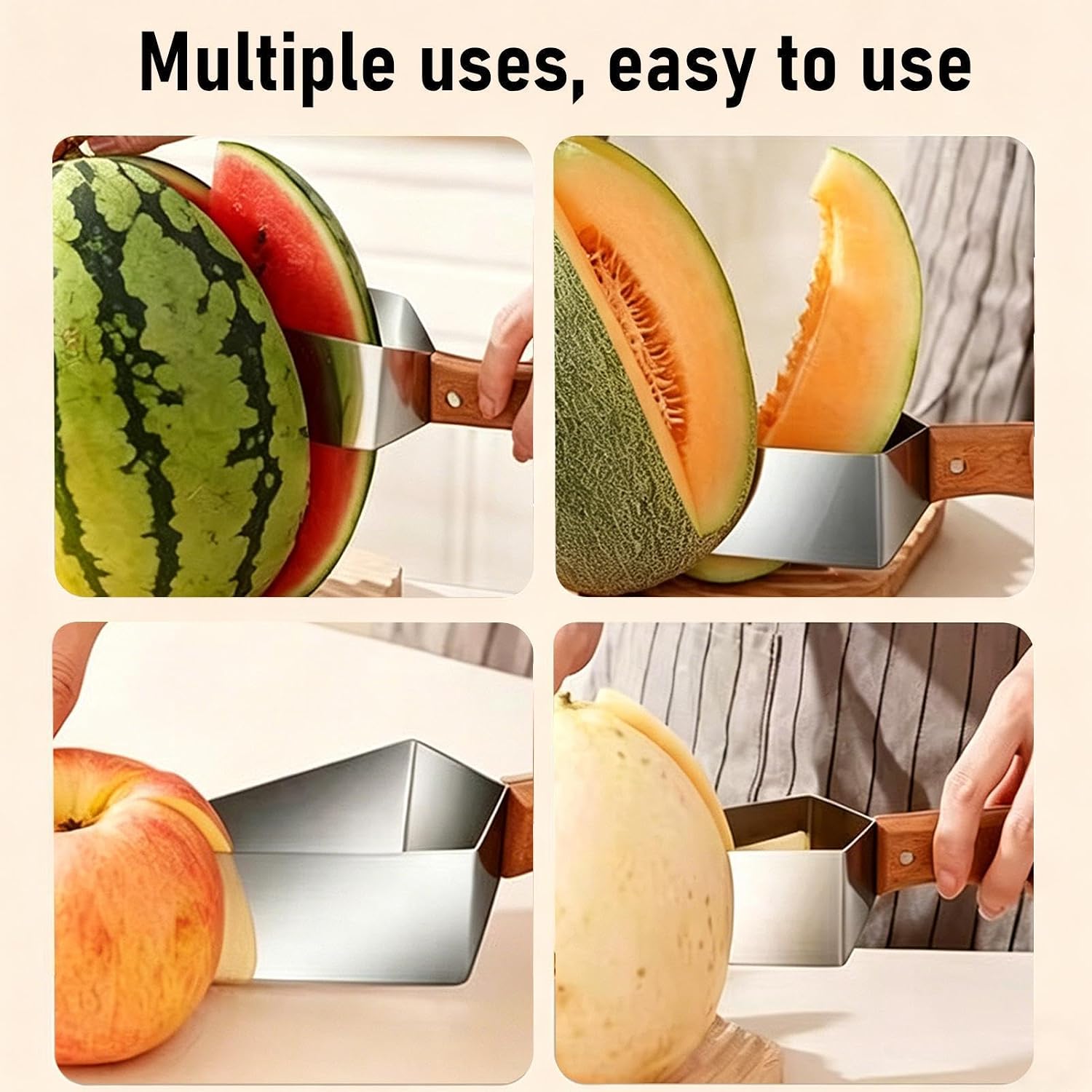 Triangle Watermelon Cutter Ergonomic Triangle with Wooden Handle