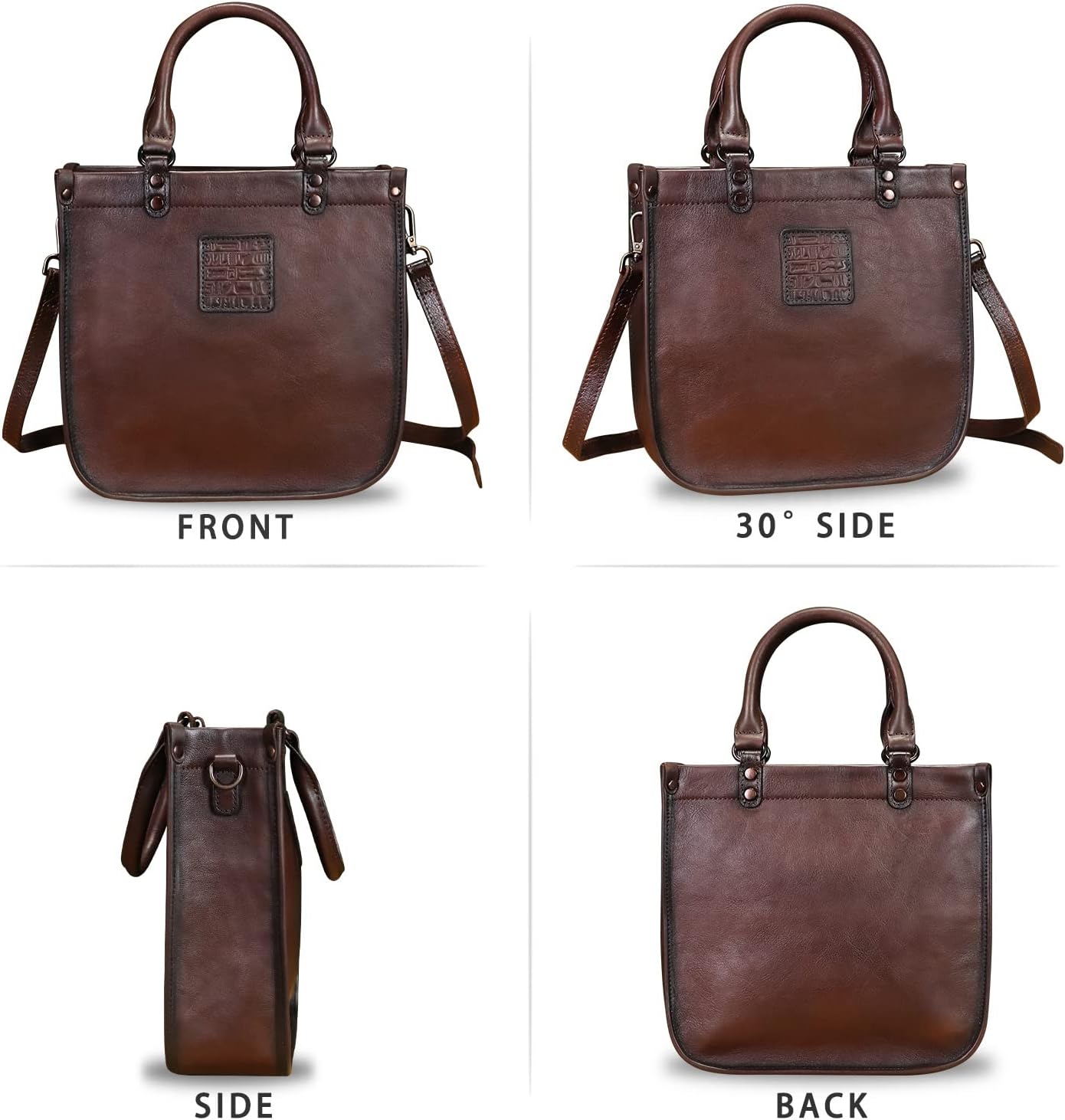 Genuine Leather Handbags for Women Vintage Real Leather Fashion Tote Bag Shoulder Bag Crossbody Bag Satchel Purse