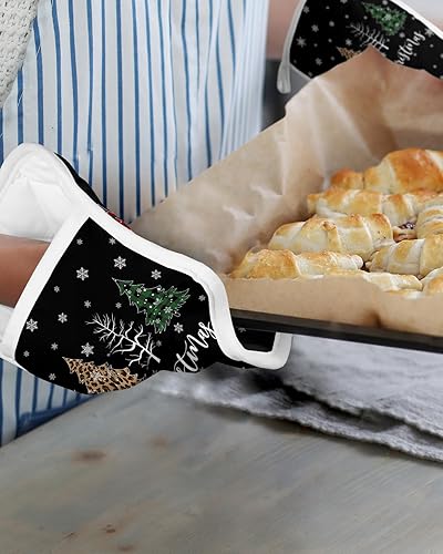 Miniatura 6 de Juego de 5 soportes para ollas de árbol de Navidad para cocina, antideslizantes y aislantes de calor, juego de agarraderas de tela de toalla con