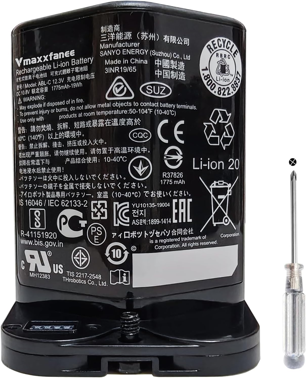 for Roomb Replacement Lithium Ion Battery ABL-C Compatible with braava Jet M6 Series M611020 M612680 M612880 M614480 3INR19/65 10.8V 1775mAh 19Wh