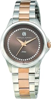 Charles-Hubert 6918-RG Womens Stainless Steel Quartz Watch, Black