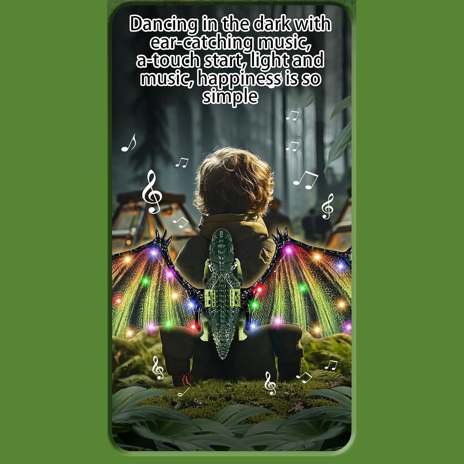 Electric Dinosaur Wings, Realistic Dress Up Toy, 32.28x11.81in Dragon Gear with LED Light, Motorized Costume Propeller, Musical Simulator with Mechanical Style, Halloween Party Outfit for Boys
