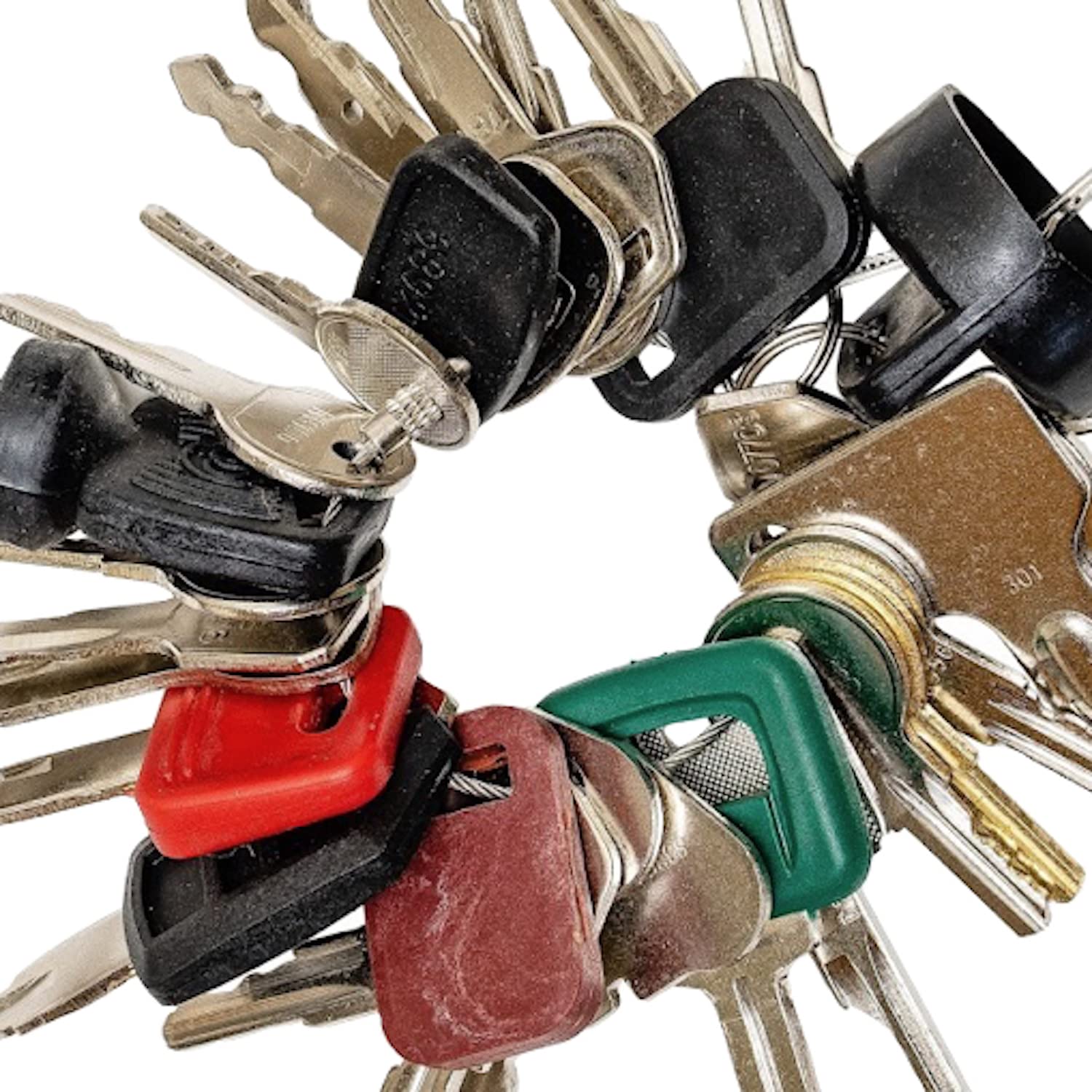 Set of 27 Keys ON Ring FITS Following: Bobcat CASE Caterpillar GEHL Genie GRADALL HYSTER Ingersoll JCB JLG Deere Komatsu Lull MULTIQUIP Mustang New Holland SKYTRAK Snorkel TEREX Toyota Volvo & More