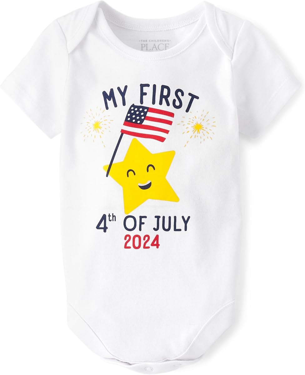 The Children's Place unisex-baby and Newborn All Holidays Short Sleeve Graphic Bodysuits