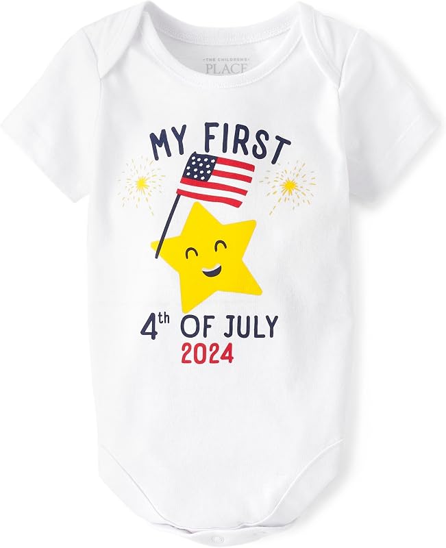 The Children's Place unisex-baby and Newborn All Holidays Short Sleeve Graphic Bodysuits