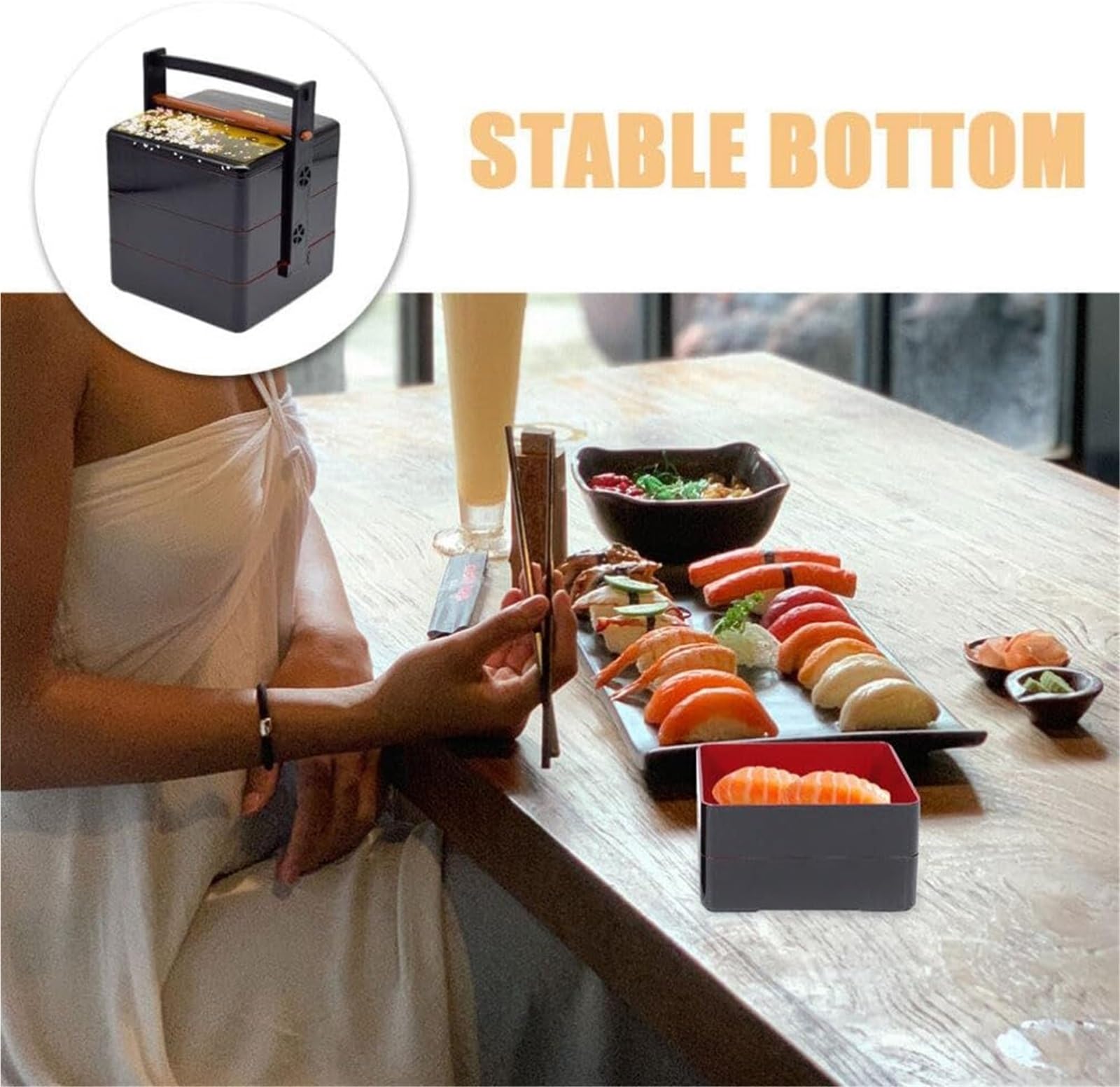 Boîte à lunch japonaise Bento Box pour adultes | Récipient à sushi vintage à trois couches | Ensemble de bento à collation traditionnelle