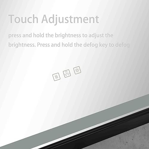 Miniatura 3 de Espejo de baño LED de 42 pulgadas de ancho x 24 pulgadas de alto, espejo de tocador iluminado de pared, marco de aluminio negro frontal y