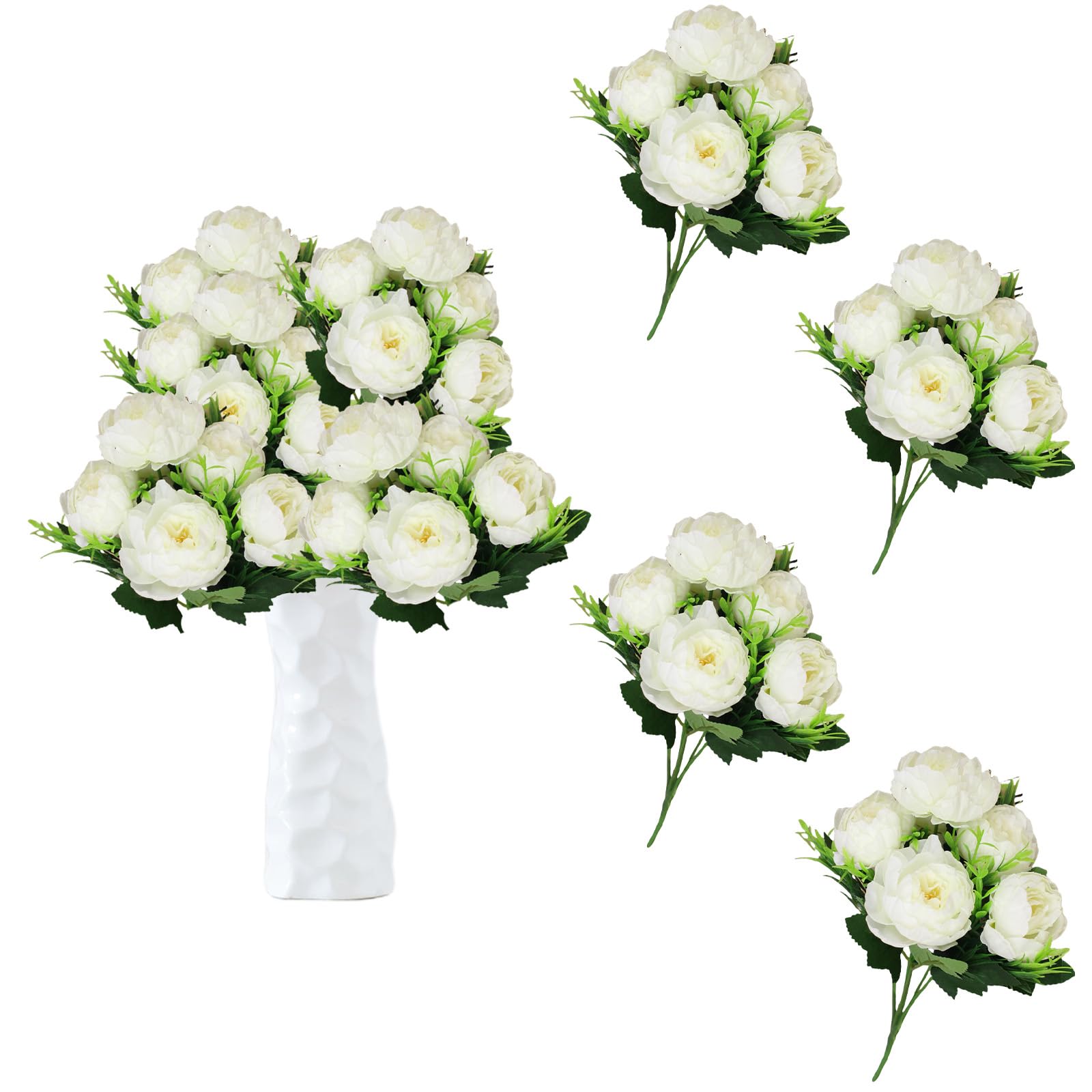 astylishome Faux Flowers 24 Bunches Artificial Peony Flower Outdoor Real Touch for Wedding Home Table Party Window Decoration DIY Floral Arrangements Decor 0808