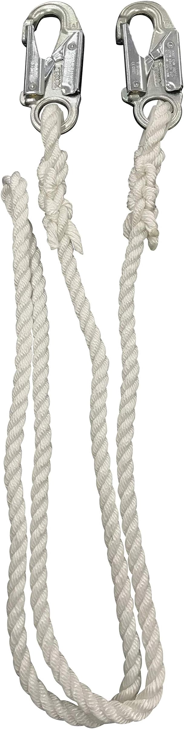 Seculok 6.5ft Three Braided Rope Lanyard with Scaffold Hooks