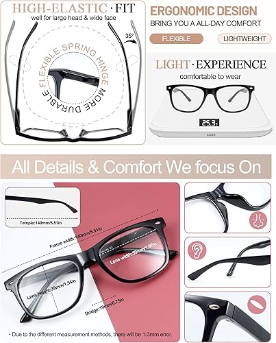 Miniatura 4 de MARE AZZURO Anteojos de lectura grandes para hombres retro cuadrados lectores 1.0 1.25 1.5 1.75 2.0 2.25 2.5 2.75 3.0 3.5 4.0