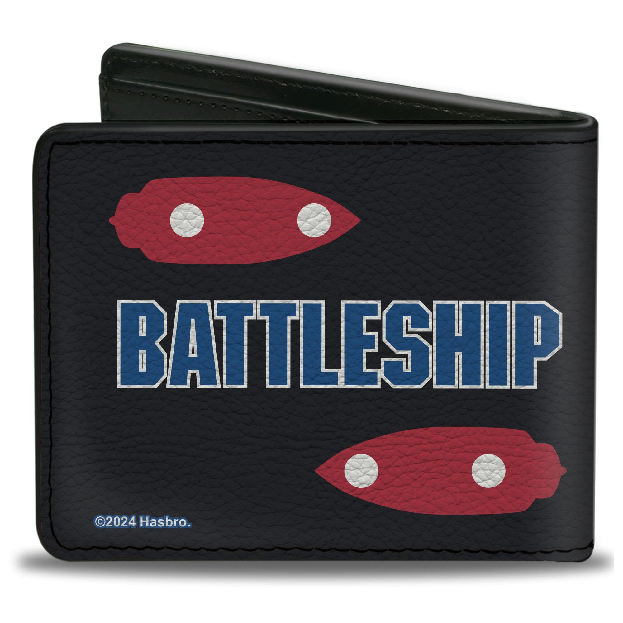 Hasbro Wallet, Bifold, Battleship Hot Shot Ships Black Red Blue White, Vegan Leather