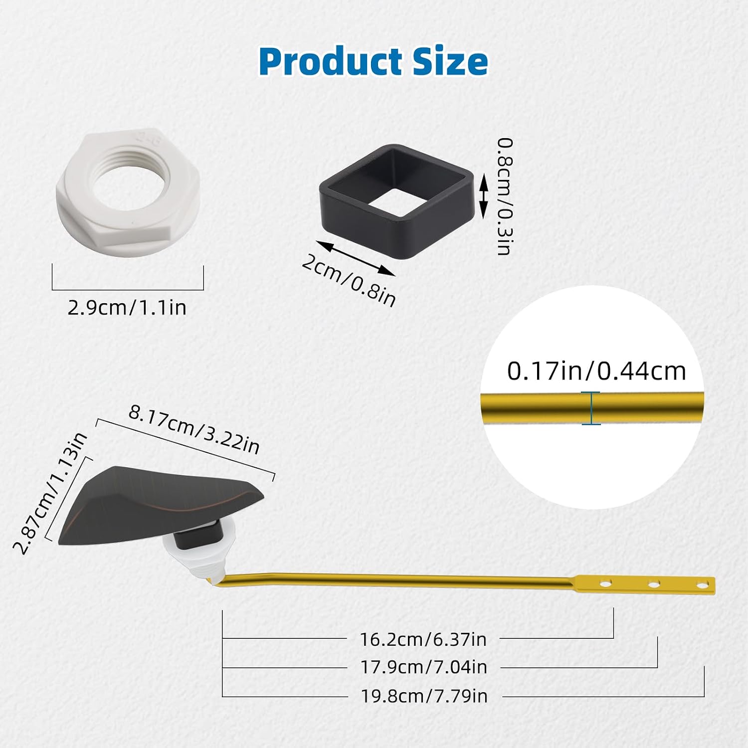 Universal Front Mount Toilet Handle Replacement Compatible with Kohler/Mansfield/American Standard Toilet, Toilet Tank Flush Lever with Stainless Steel Chain, Easy Grip Wide Handle, Oil Rubbed Bronze