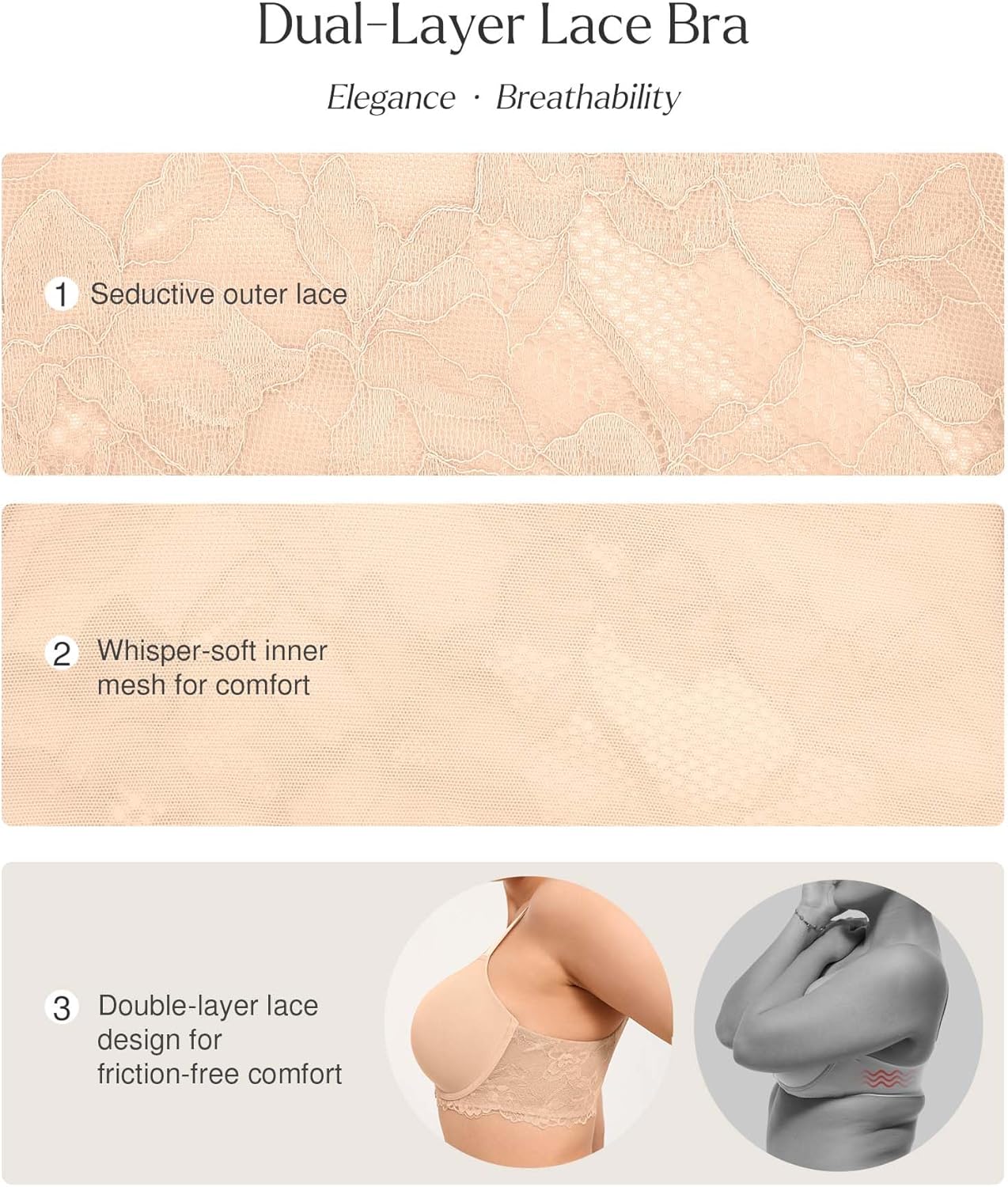 Popilush Womens Minimizer Bras for Women Full Coverage Lace Supportive Mesh Bra Comfortable Everyday Wear Skin