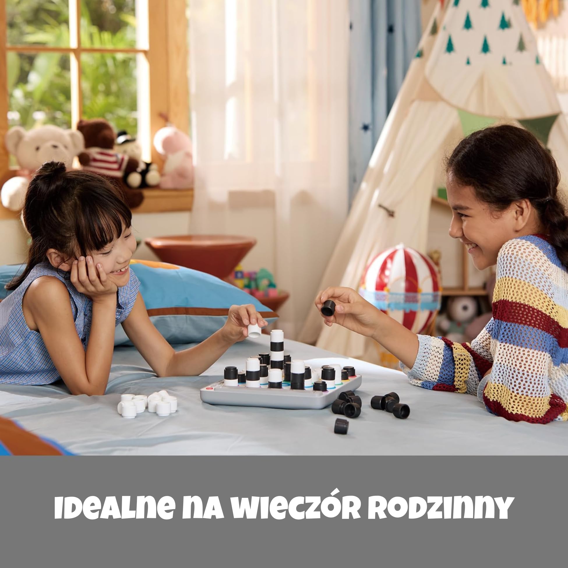 Giiker Smart Four, gra 3D AI Four in a Row, strategiczne gry planszowe z wbudowanym arbitrem dla 1-2 graczy, gry podróżne dla dzieci i rodzin, prezenty na święta