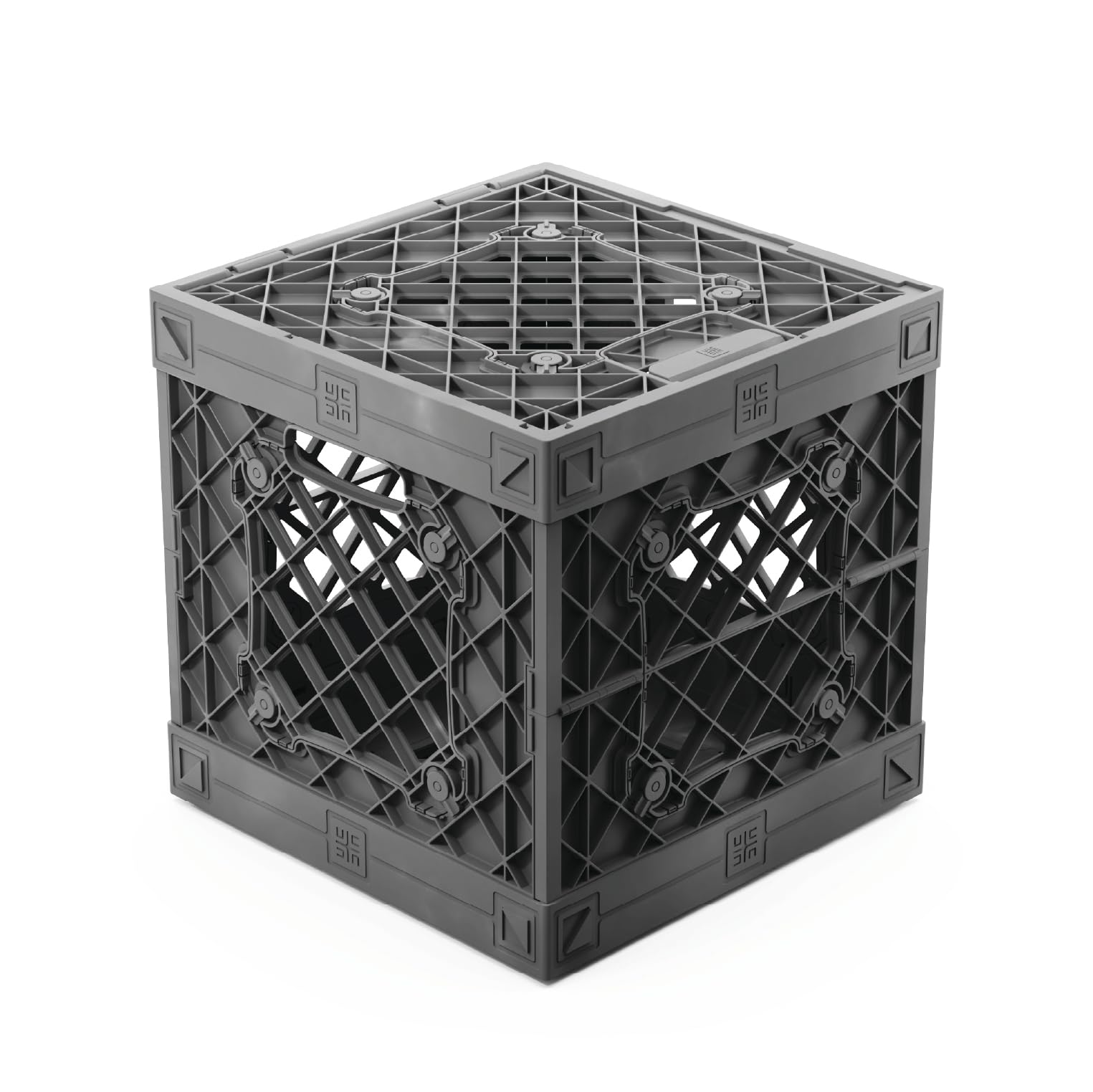 Gray Collapsible Storage Crate (13.5 x 13.5 x 13.5) - Modern Style, 2000 Cubic Inches