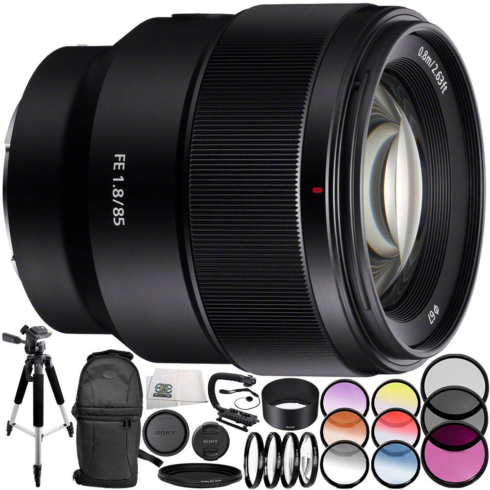 Sony FE 85mm f/1.8 Lens 13PC Accessory Bundle – Includes Manufacturer Accessories + 3 Piece Filter K
