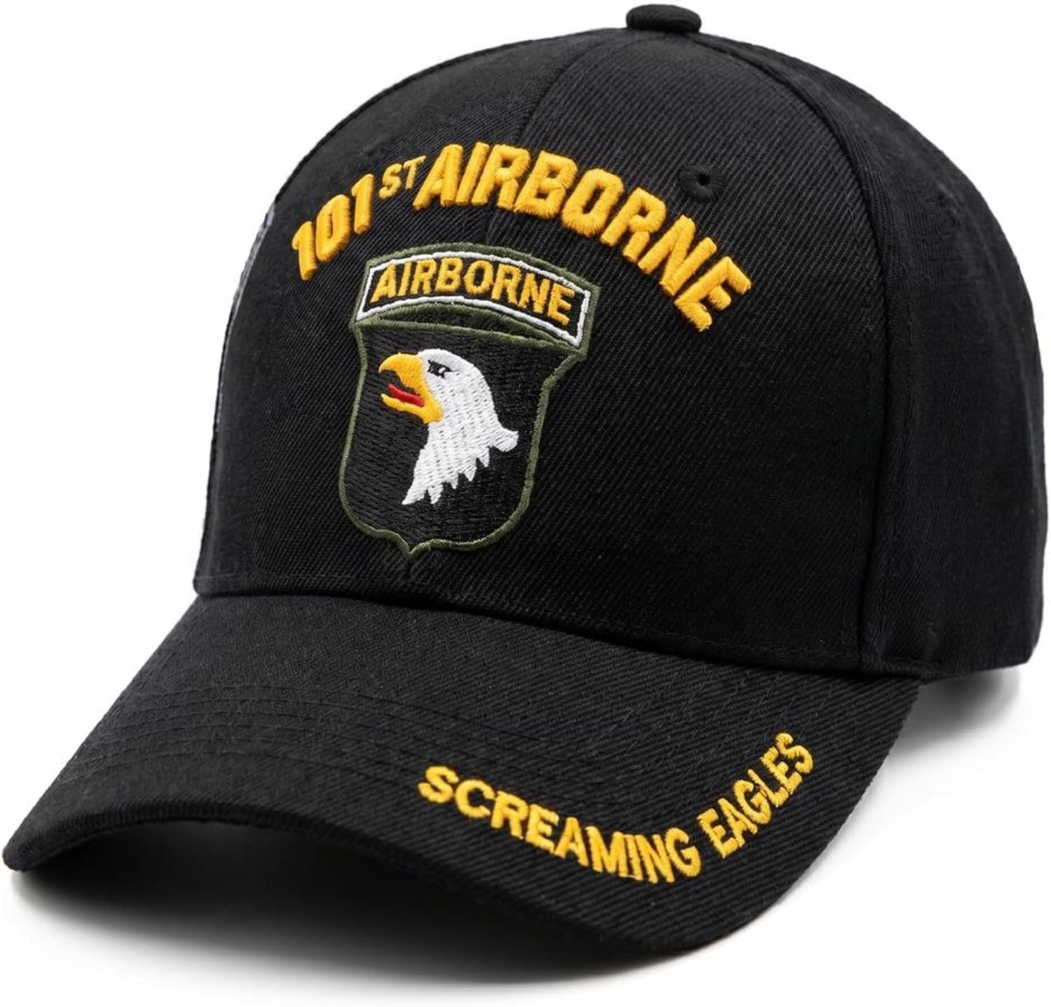 US Army Officially Licensed 101st Airborne Division Screaming Eagles Embroidered Black Adjustable Baseball Cap